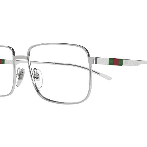 Gucci GG1678O Rectangle Eyeglasses in Clear Silver, angle view