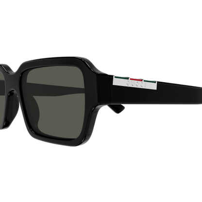 Gucci GG1887S Rectangle Sunglasses in Grey/Black, angle view
