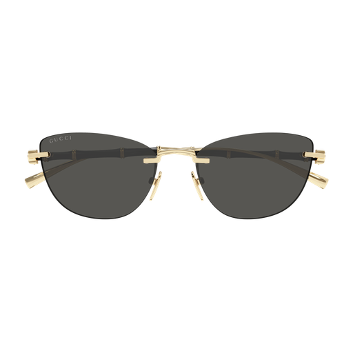 Gucci GG2063S Cat Eye Sunglasses in Solid Grey Lenses With Gold Frame, side view