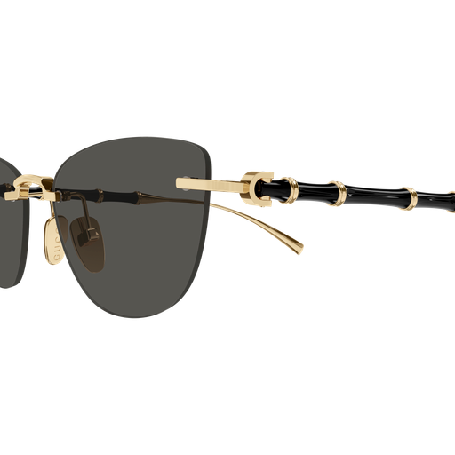 Gucci GG2063S Cat Eye Sunglasses in Solid Grey Lenses With Gold Frame, back view