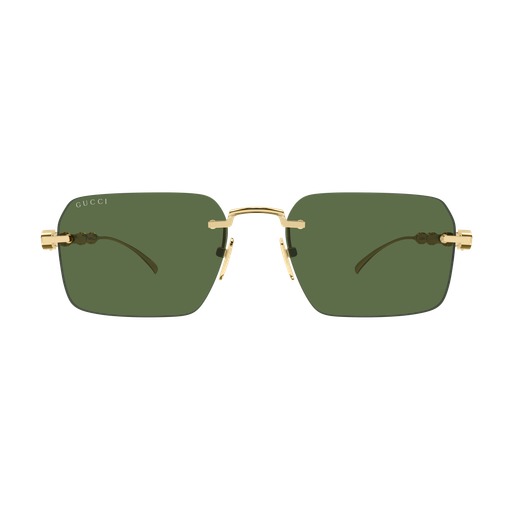 Gucci GG2154S Rectangle Sunglasses in Solid Green Lenses With Gold Frame, side view