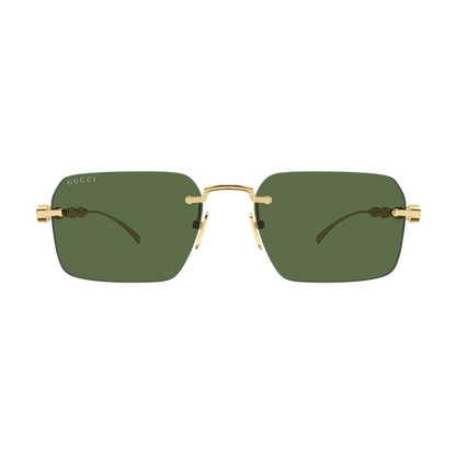 Gucci GG2154S Rectangle Sunglasses in Solid Green Lenses With Gold Frame, side view