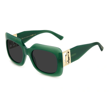 SOLID GRAY LENSES WITH GREEN FRAM