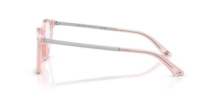 Jimmy Choo JC3055 Oval Eyeglasses in Transparent Pink, side view