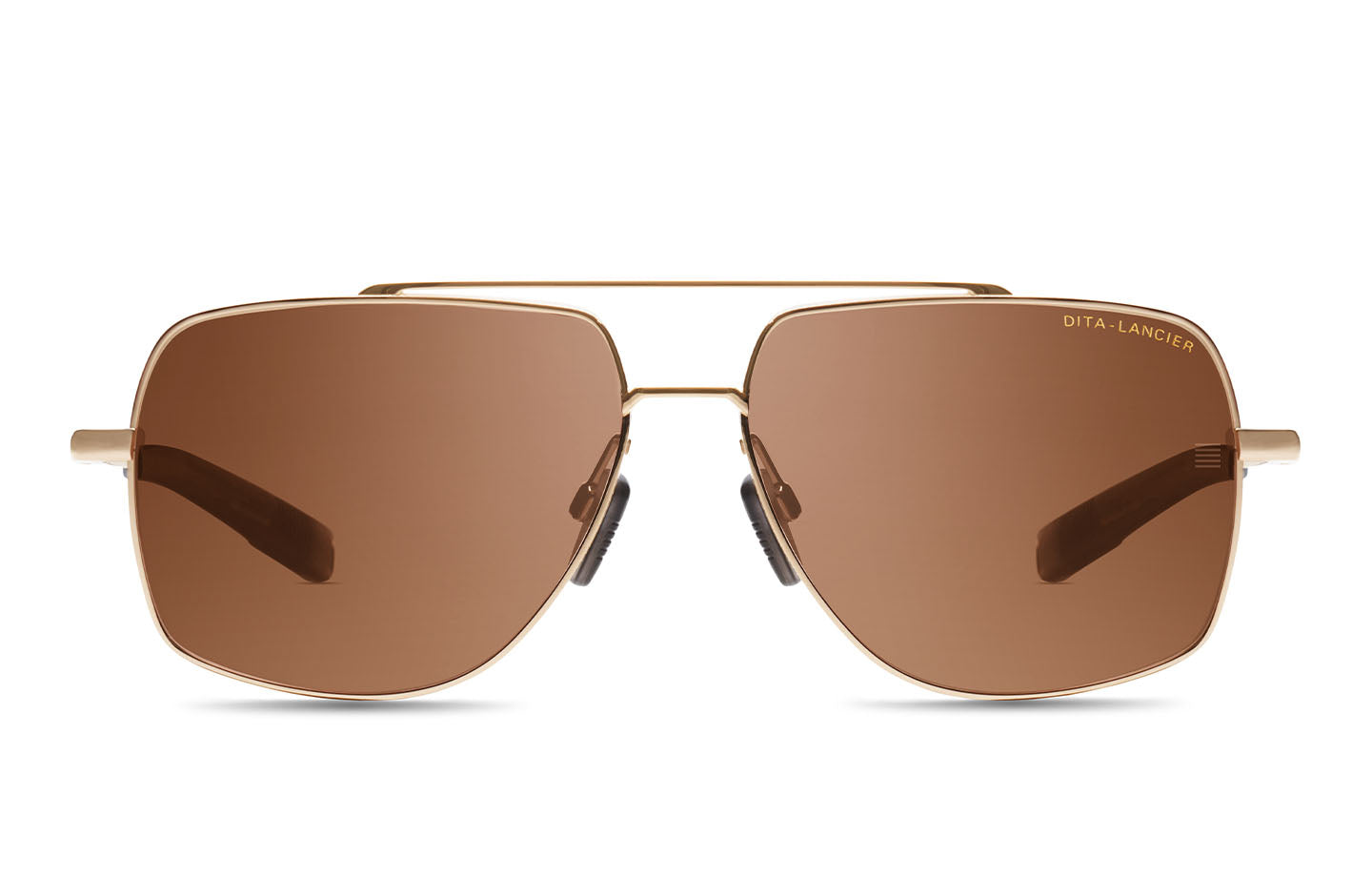 DITA DLS107 POLAR Aviator Sunglasses in Brown Polarized White Gold, front view