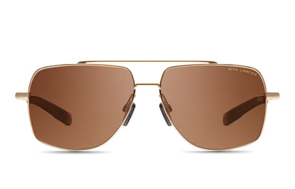 DITA DLS107 POLAR Aviator Sunglasses in Brown Polarized White Gold, front view