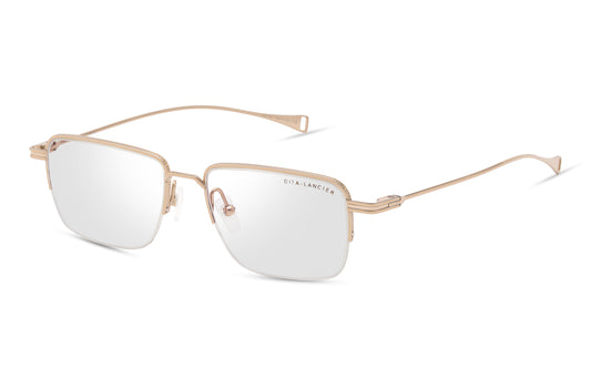 DITA DLX136 Square Eyeglasses in Clear / Gold Sand, angle view