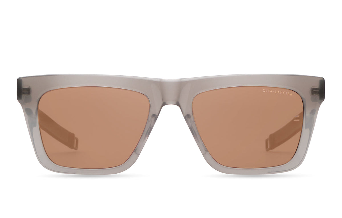 DITA DLS429 Square Sunglasses in Land Lens - Brown Polarized / Stone Grey - Brushed Antique Silver, front view