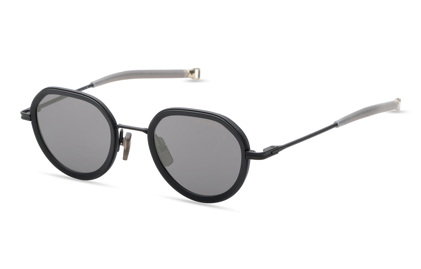 DITA DLS432 Round Sunglasses in Sea Lens - Grey Polarized / Matte Black, angle view