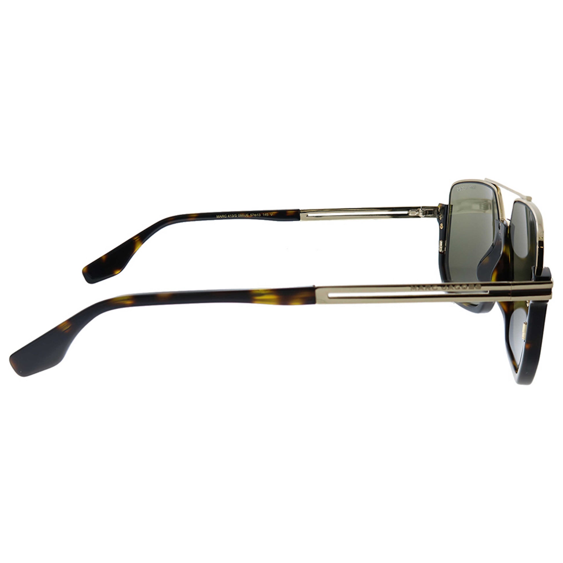 Marc Jacobs MARC413/S Aviator Sunglasses in Gold Mirror / Havana, side view