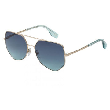 BLUE SHADED LENSES WITH LIGHT GOLD FRAME