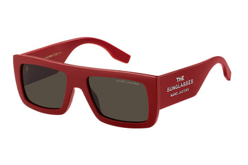 SOLID BROWN LENSES WITH RED FRAME