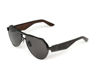 SOLID GRAY LENSES WITH BLACK SATIN TITANIUM WOOD SIDE FRAME