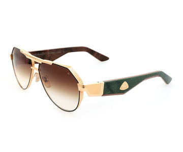 BROWN GRADIENT LENSES WITH GOLD PLATED TITANIUM  WOOD SIDE FRAME