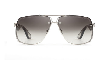 GRAY GRADIENT LENSES WITH SLIVER PLATINUM PLATED TITANIUM FRAME