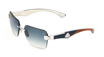 BLUE GRADIENT LENSES WITH SLIVER PALADIUM PLATED TITANIUM FRAME