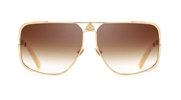 BROWN GRADIENT LENSES WITH GOLD PLATED TITANIUM  FRAME