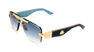 BLUE GRADIENT LENSES WITH GOLD PLATED TITANIUM WITH HORN SIDE FRAME