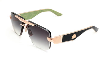 GRAY GRADIENT LENSES WITH ROSE GOLD PLATED TITANIUM WITH WOOD SIDE FRAME