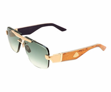 GREEN GRADIENT LENSES WITH GOLD PLATED TITANIUM WOOD SIDE FRAME