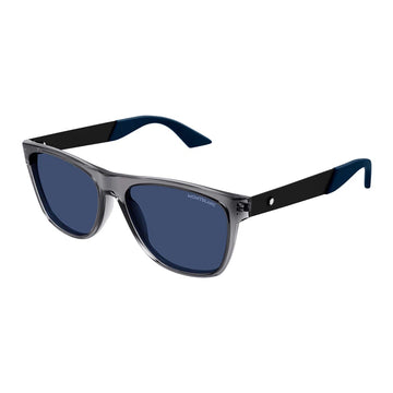BLUE LENSES WITH GRAY TRANSPARENT FRAME
