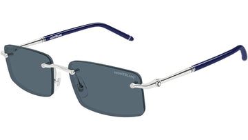 DARK BLUE GRAY LENSES WITH SHINY SLIVER FRAME