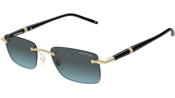 GRAY BLUE GRADIENT LENSES WITH SHINY GOLD FRAME