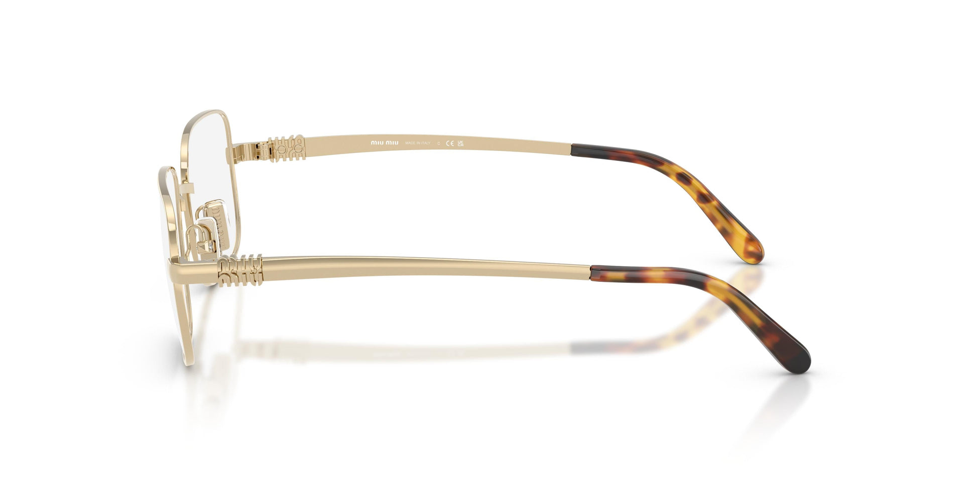 Miu Miu MU51ZV Rectangle Eyeglasses in Pale Gold, side view