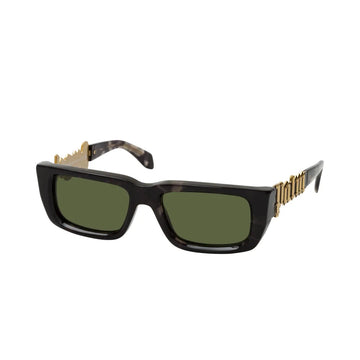 SOLID GREEN LENSES WITH BLACK GRAY HAVANA FRAME
