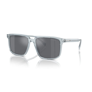 LIGHT GRAY MIRROR LENSES WITH TRANSPARENT BLUE FRAME
