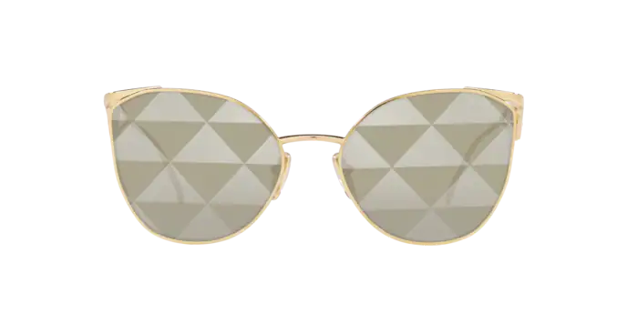 Prada PR50ZS Cat Eye Sunglasses in Mirror Silver Lenses With Pale Gold Frame, front view