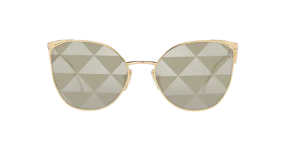Prada PR50ZS Cat Eye Sunglasses in Mirror Silver Lenses With Pale Gold Frame, front view