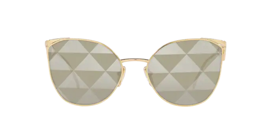 Prada PR50ZS Cat Eye Sunglasses in Mirror Silver Lenses With Pale Gold Frame, front view