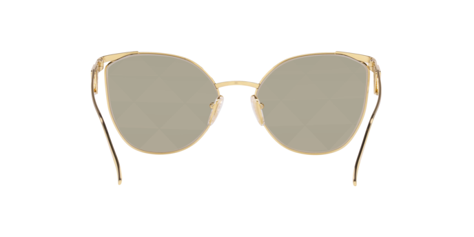 Prada PR50ZS Cat Eye Sunglasses in Mirror Silver Lenses With Pale Gold Frame, back view