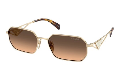 Prada PRA51S Geometric Sunglasses in Brown Gradient Grey Pale Gold, front view