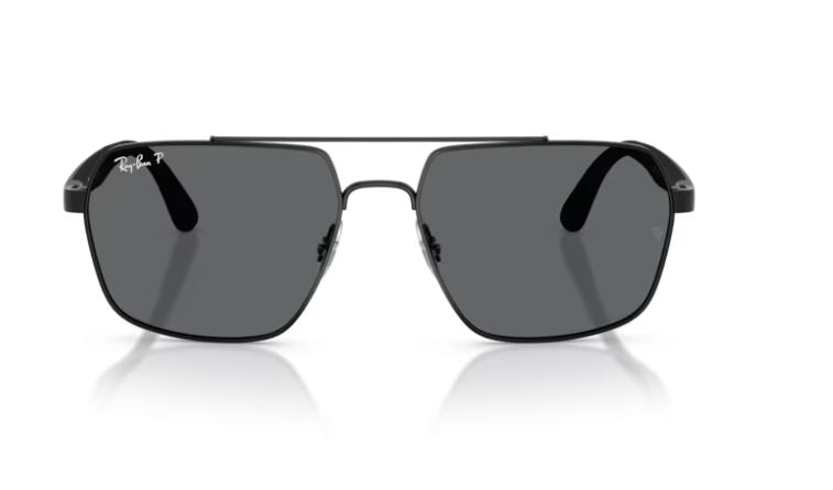 Ray-Ban RB3785 Square Sunglasses in Dark Grey Polarized / Black, angle view