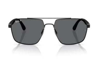 Ray-Ban RB3785 Square Sunglasses in Dark Grey Polarized / Black, angle view