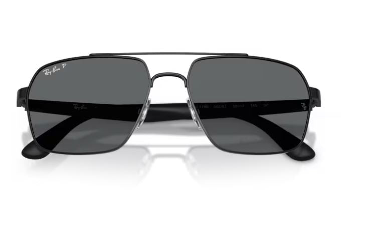 Ray-Ban RB3785 Square Sunglasses in Dark Grey Polarized / Black, detail view