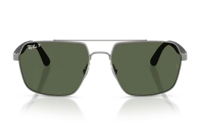 Ray-Ban RB3785 Square Sunglasses in Dark Green Polarized / Gunmetal, angle view