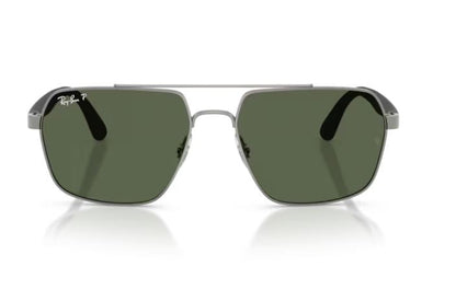 Ray-Ban RB3785 Square Sunglasses in Dark Green Polarized / Gunmetal, angle view