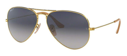 Ray-Ban RB3025 Aviator Sunglasses in Blue Gradient/Gold, angle view