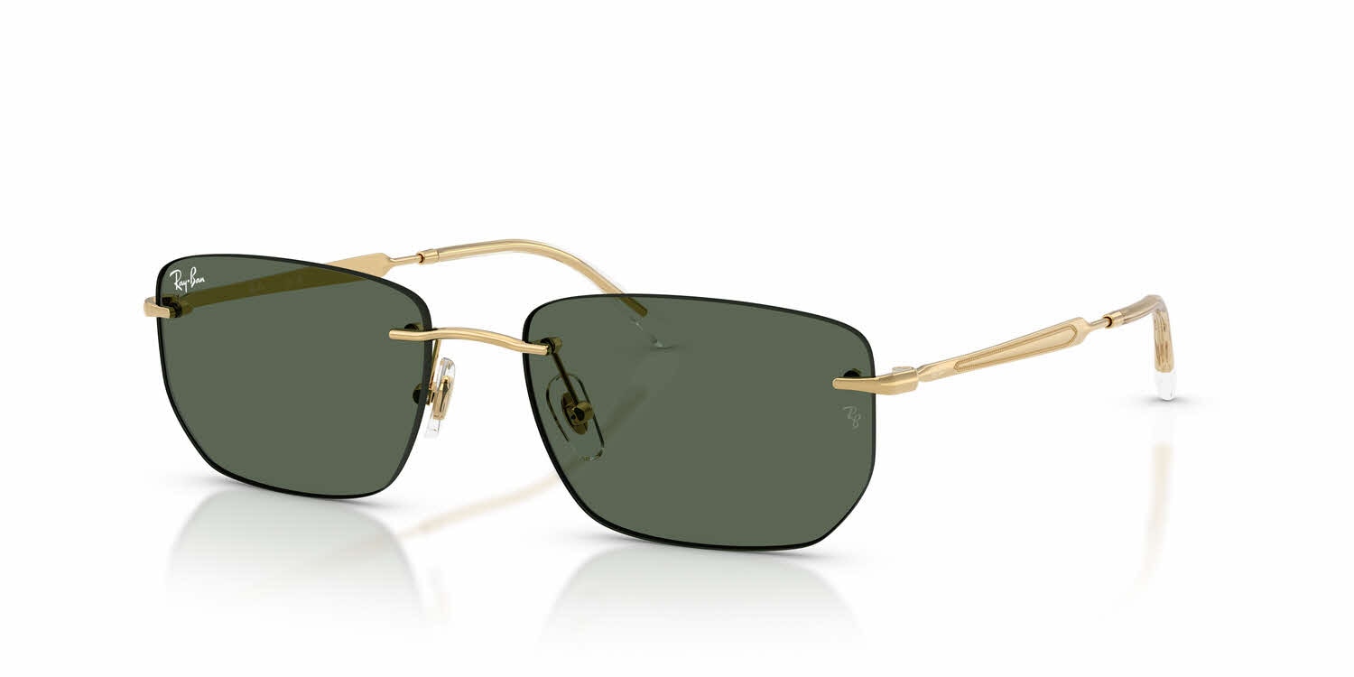 Ray-Ban RB3768 Geometric Sunglasses in Dark Green/Arista Gold, front view