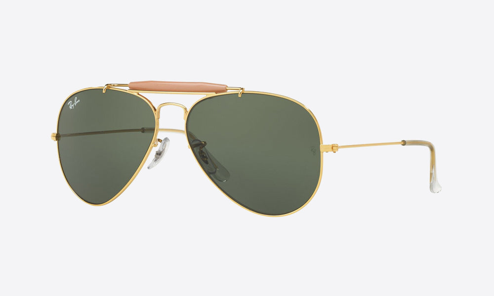 Ray-Ban RB3129I Aviator Sunglasses in Green/Gold, angle view