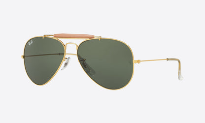 Ray-Ban RB3129I Aviator Sunglasses in Green/Gold, angle view