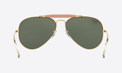 Ray-Ban RB3129I Aviator Sunglasses in Green/Gold, back view
