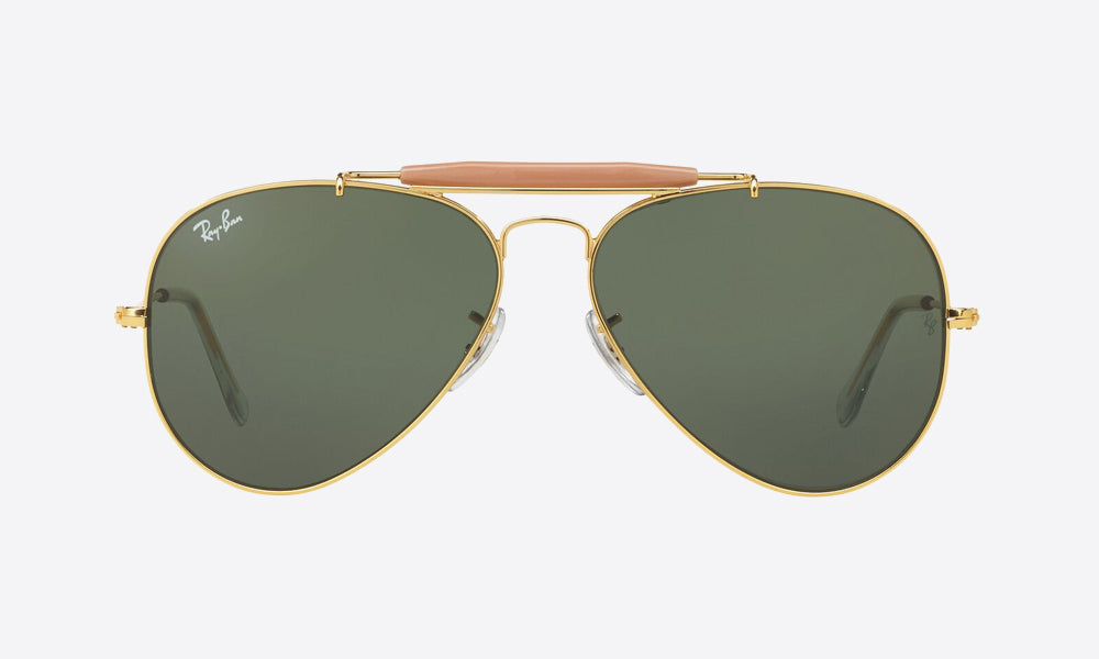 Ray-Ban RB3129I Aviator Sunglasses in Green/Gold, front view