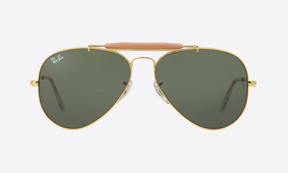 Ray-Ban RB3129I Aviator Sunglasses in Green/Gold, front view