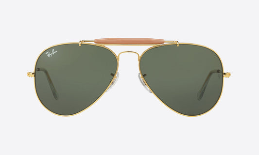 Ray-Ban RB3129I Aviator Sunglasses in Green/Gold, front view