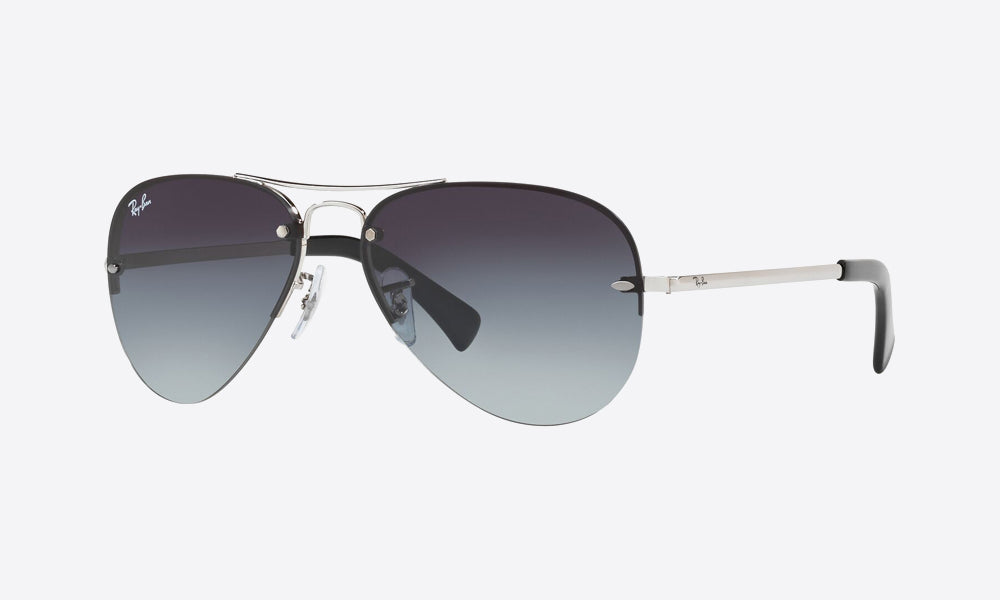 Ray-Ban RB3449I Aviator Sunglasses in Gradient Grey / Silver, angle view