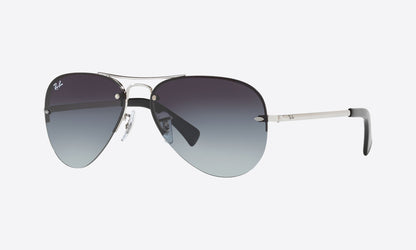 Ray-Ban RB3449I Aviator Sunglasses in Gradient Grey / Silver, angle view